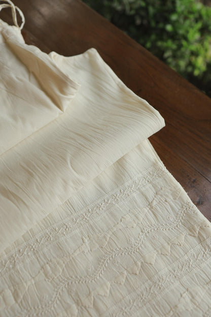 Off White Daraz Cotton Applique Chikankari Palazzo