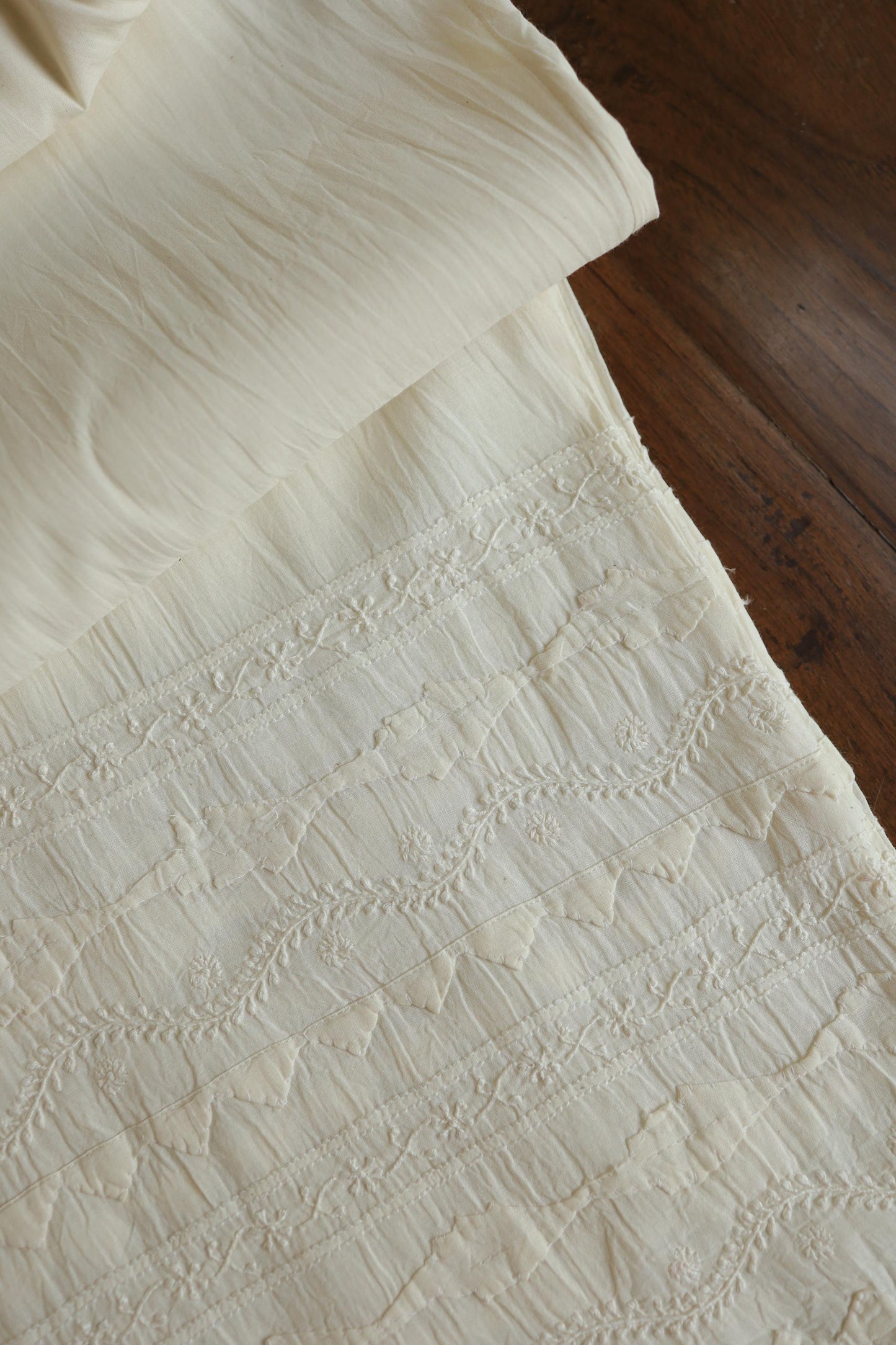 Off White Daraz Cotton Applique Chikankari Palazzo
