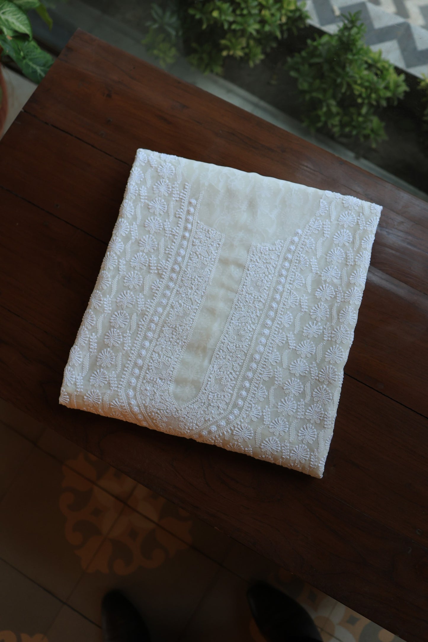 Off White Pure Georgette Kurtas Unisex Fabric