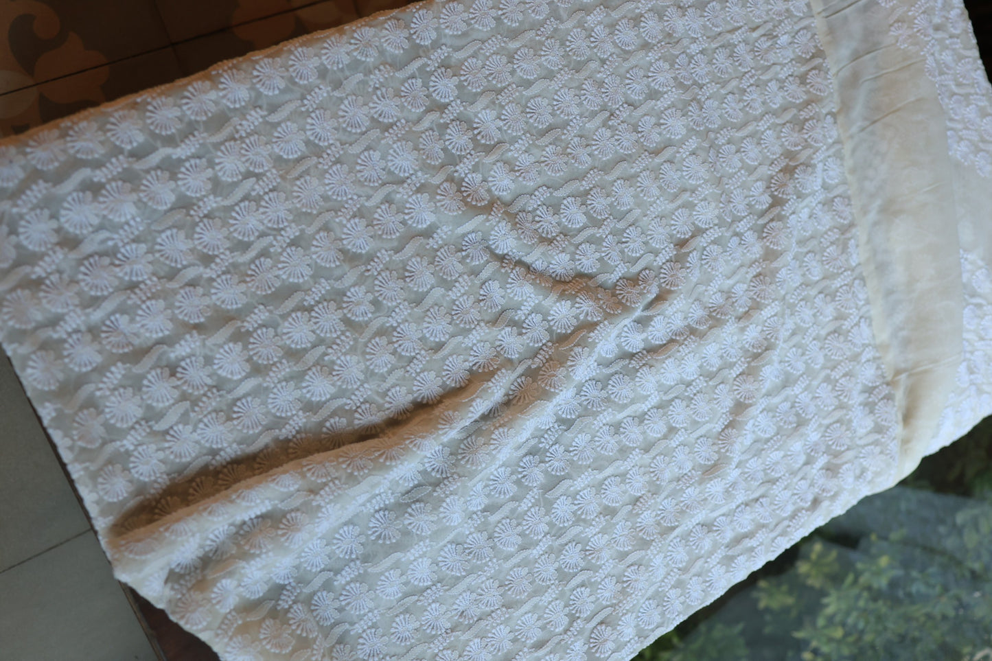 Off White Pure Georgette Kurtas Unisex Fabric