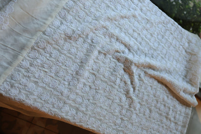 Off White Pure Georgette Kurtas Unisex Fabric