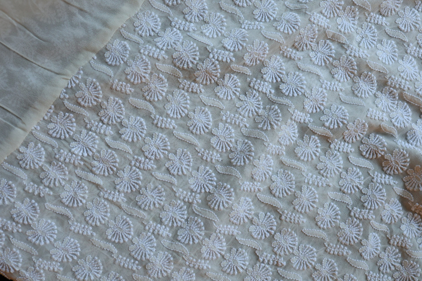 Off White Pure Georgette Kurtas Unisex Fabric