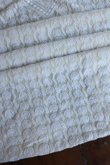 Off White Pure Georgette Kurtas Unisex Fabric