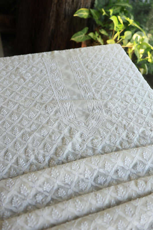 Off White Pure Georgette Kurtas Unisex Fabric
