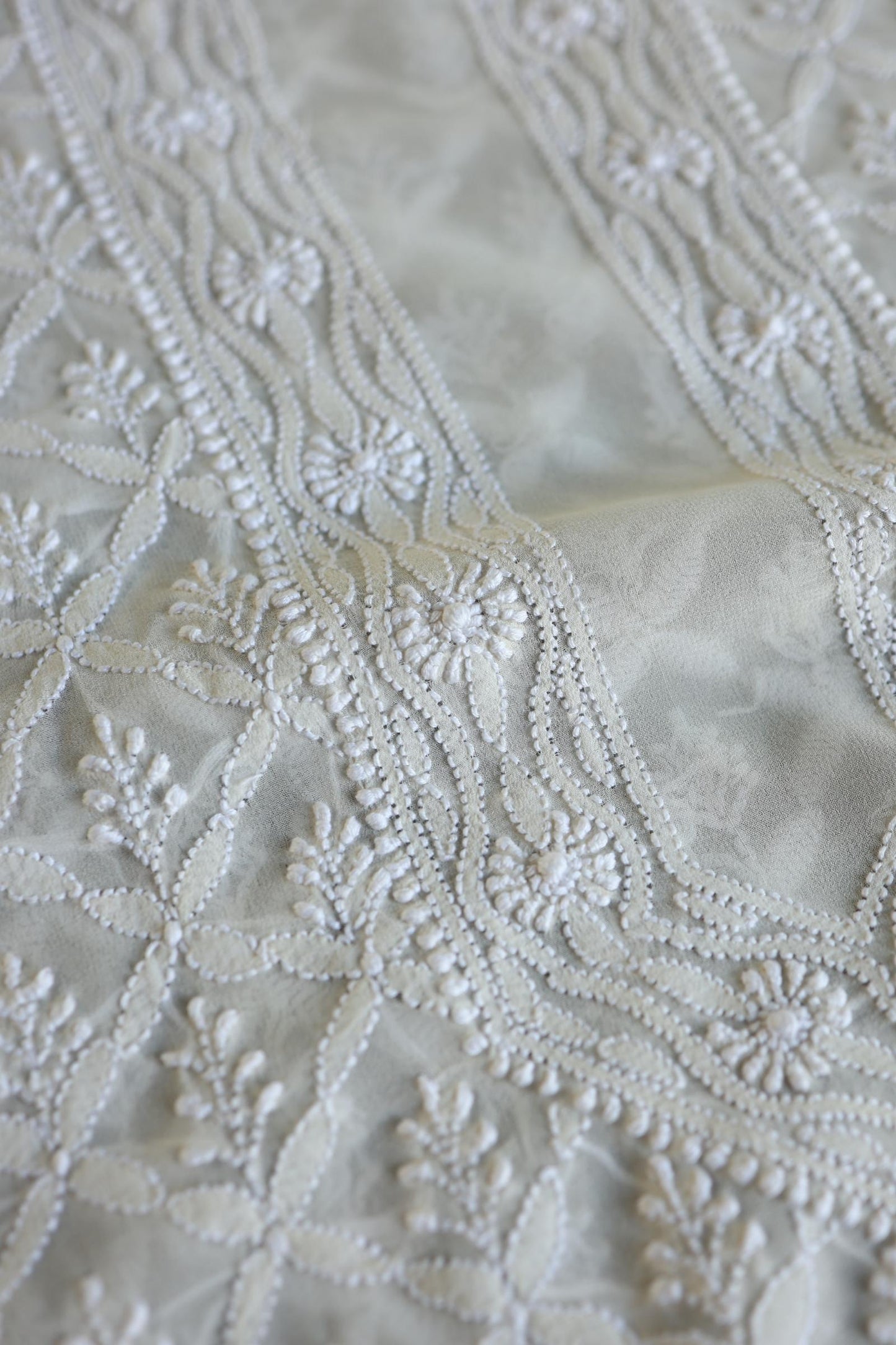 Off White Pure Georgette Kurtas Unisex Fabric