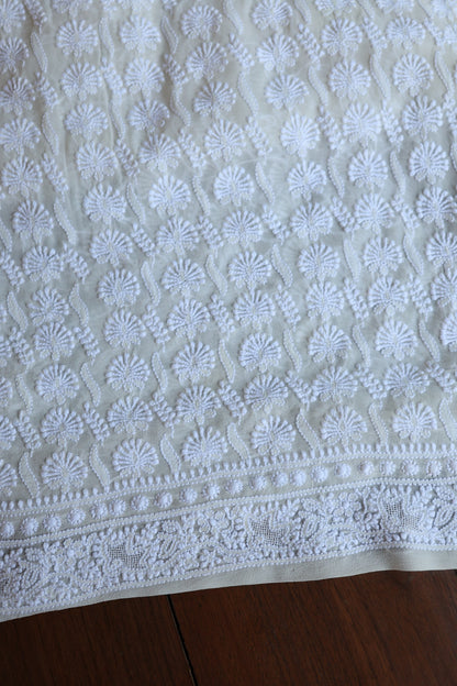 Off White Pure Georgette Kurtas Unisex Fabric