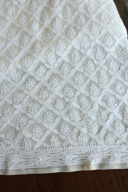 Off White Pure Georgette Kurtas Unisex Fabric