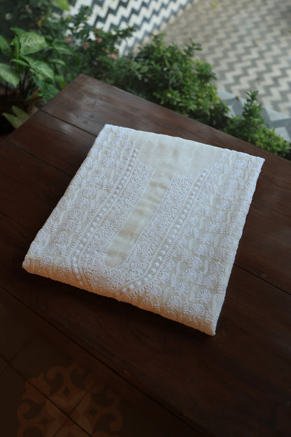 Off White Pure Georgette Kurtas Unisex Fabric