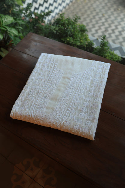 Off White Pure Georgette Kurtas Unisex Fabric