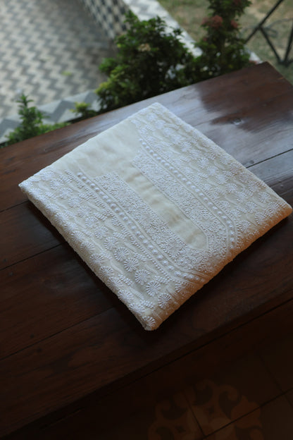 Off White Pure Georgette Kurtas Unisex Fabric