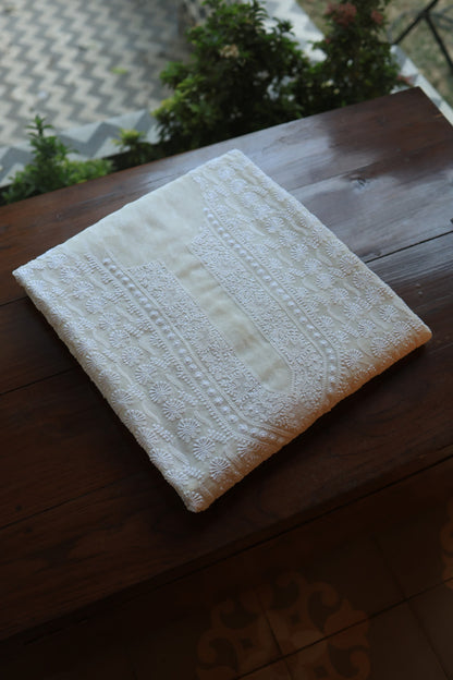 Off White Pure Georgette Kurtas Unisex Fabric