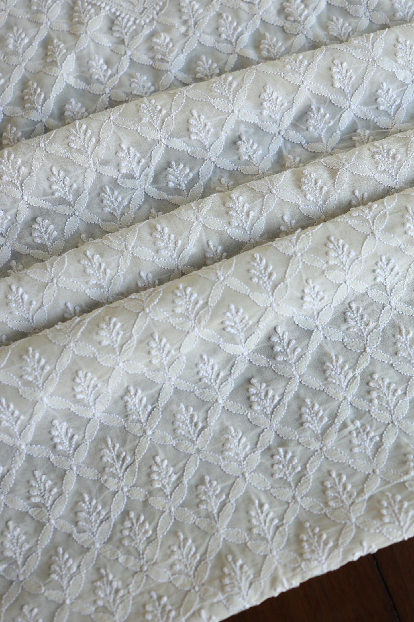 Off White Pure Georgette Kurtas Unisex Fabric