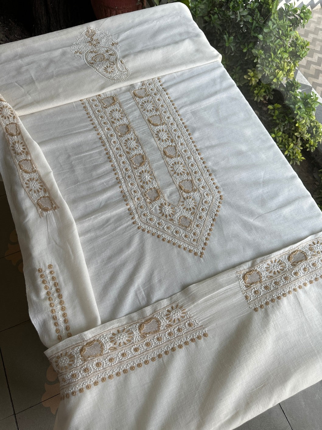 Off White Shade Unisex Chikankari Bengal Muslin Kurtas