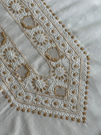 Off White Shade Unisex Chikankari Bengal Muslin Kurtas