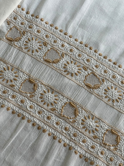 Off White Shade Unisex Chikankari Bengal Muslin Kurtas