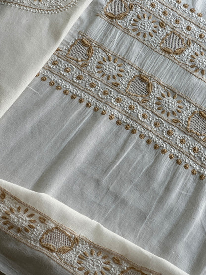 Off White Shade Unisex Chikankari Bengal Muslin Kurtas