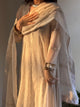 Off White Shade Mulmul Hyderabad Lampi Chikankari Anarkali