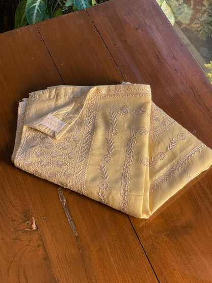 Off White Shade Saman Pashmina Resham Thread Fine Chikankari Shawl