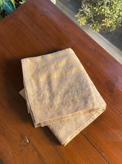 Off White Shade Saman Pashmina Resham Thread Fine Chikankari Shawl