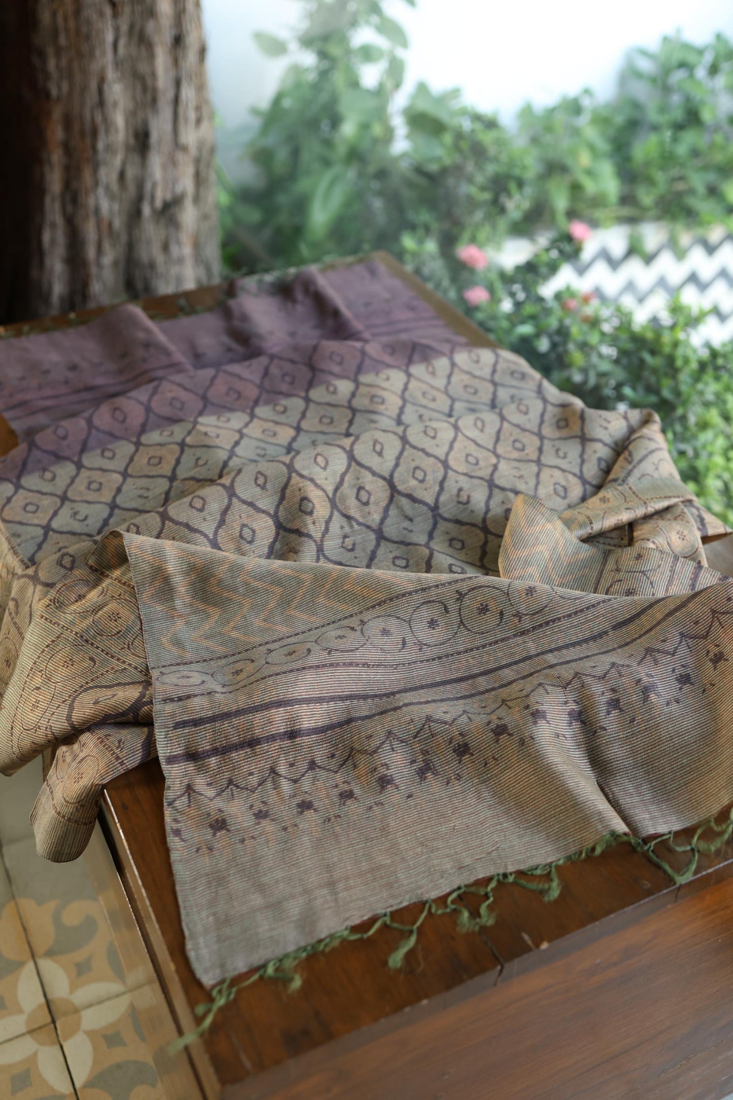Old Lavender Mul Chanderi Silk Kalamkari Unstitched Kurta Dupatta Set