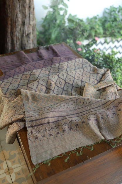 Old Lavender Mul Chanderi Silk Kalamkari Unstitched Kurta Dupatta Set