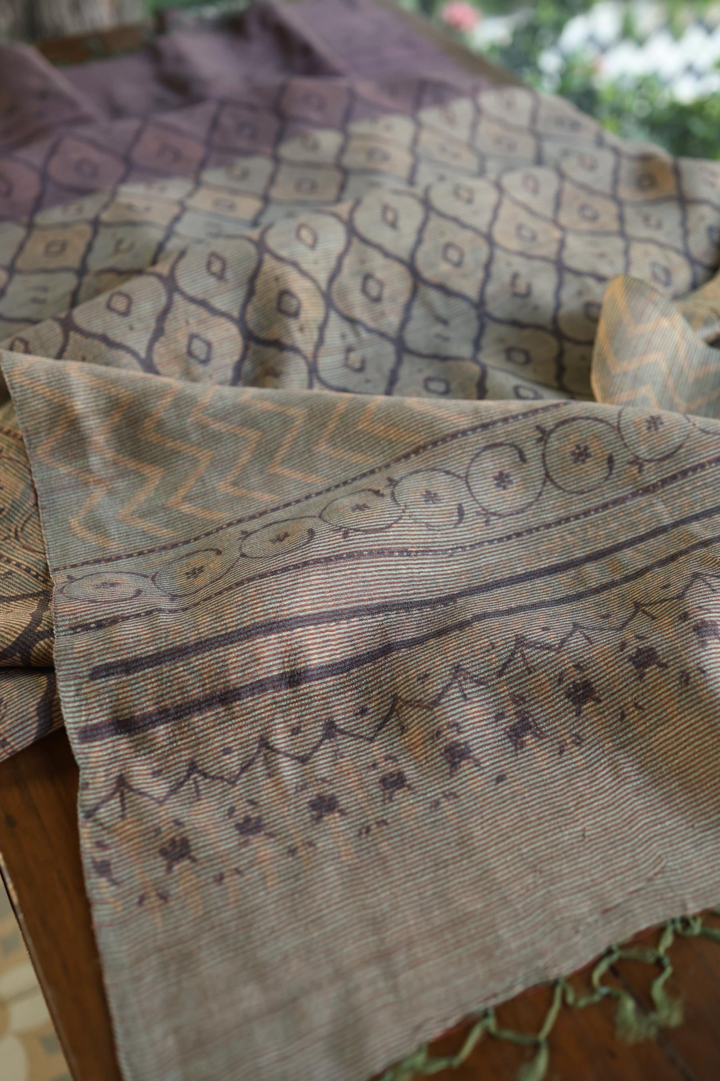 Old Lavender Mul Chanderi Silk Kalamkari Unstitched Kurta Dupatta Set