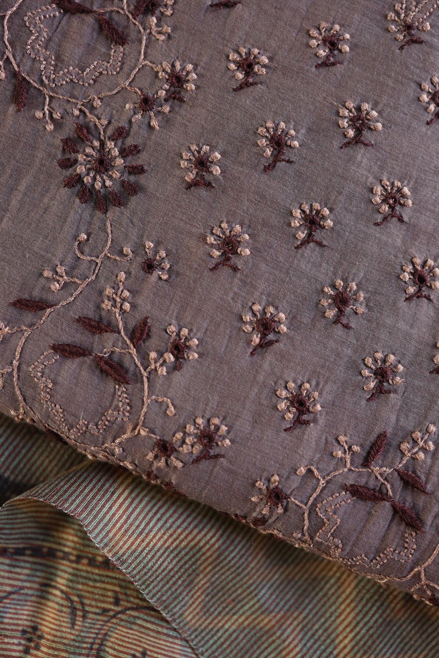 Old Lavender Mul Chanderi Silk Kalamkari Unstitched Kurta Dupatta Set