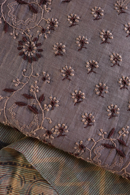 Old Lavender Mul Chanderi Silk Kalamkari Unstitched Kurta Dupatta Set