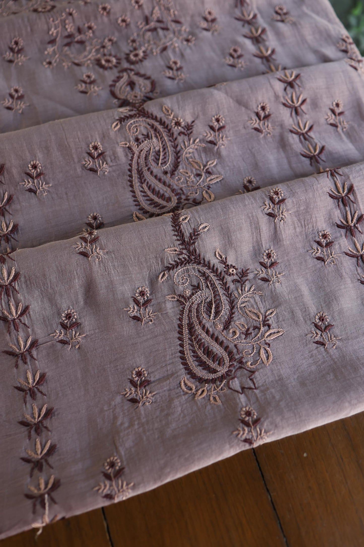 Old Lavender Mul Chanderi Silk Kalamkari Unstitched Kurta Dupatta Set