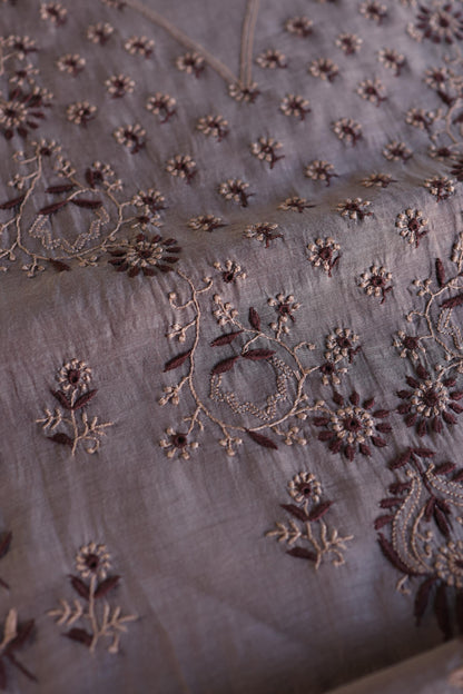 Old Lavender Mul Chanderi Silk Kalamkari Unstitched Kurta Dupatta Set
