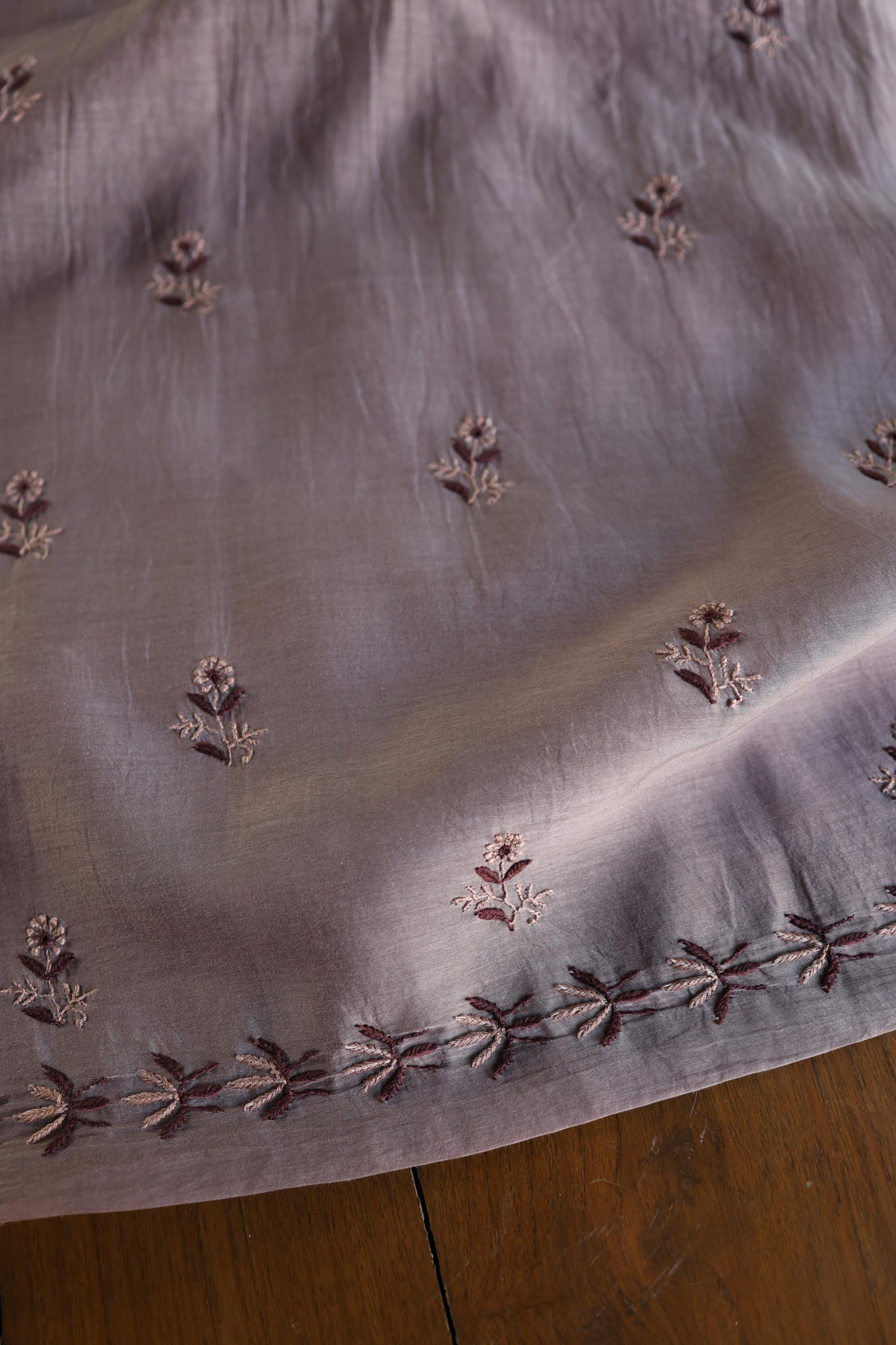 Old Lavender Mul Chanderi Silk Kalamkari Unstitched Kurta Dupatta Set