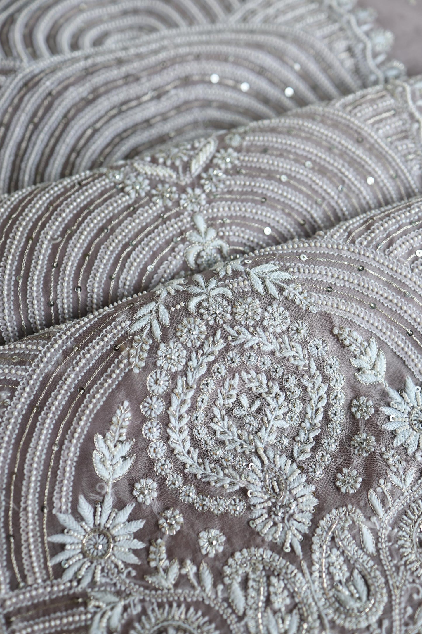Old Lavender Shade Noor Banarasi Organza Chikankari Unstitched Fabric