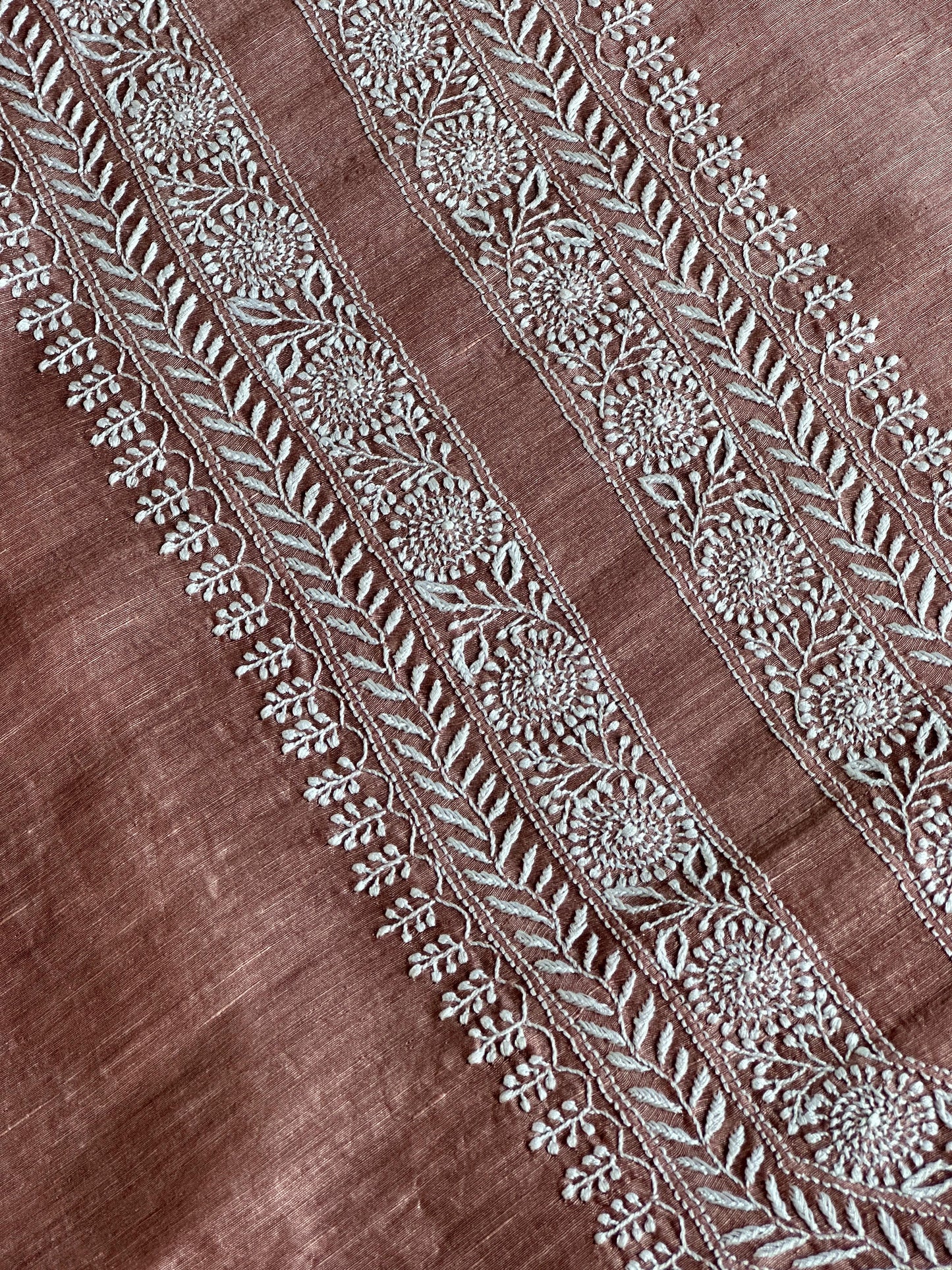Onion Pink Linen Chikankari Unstitched Men's Kurtas Fabric