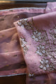 Onion Pink Shade Noor Organza Silk Mukaish Pearl Chikankari Unstitched Fabric