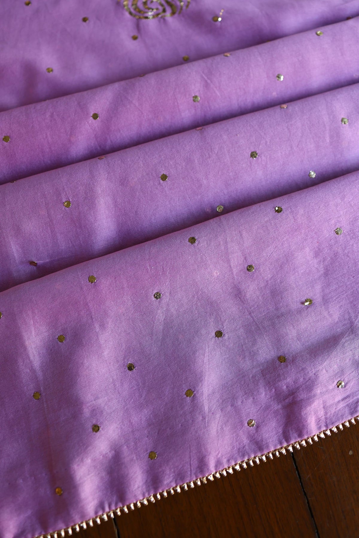 Opera Mauve Chanderi Silk Mukaish Badla Unstitched Fabric