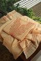 Orange Mal Chanderi Chikankari With Mukaish Line Unstitched Fabric