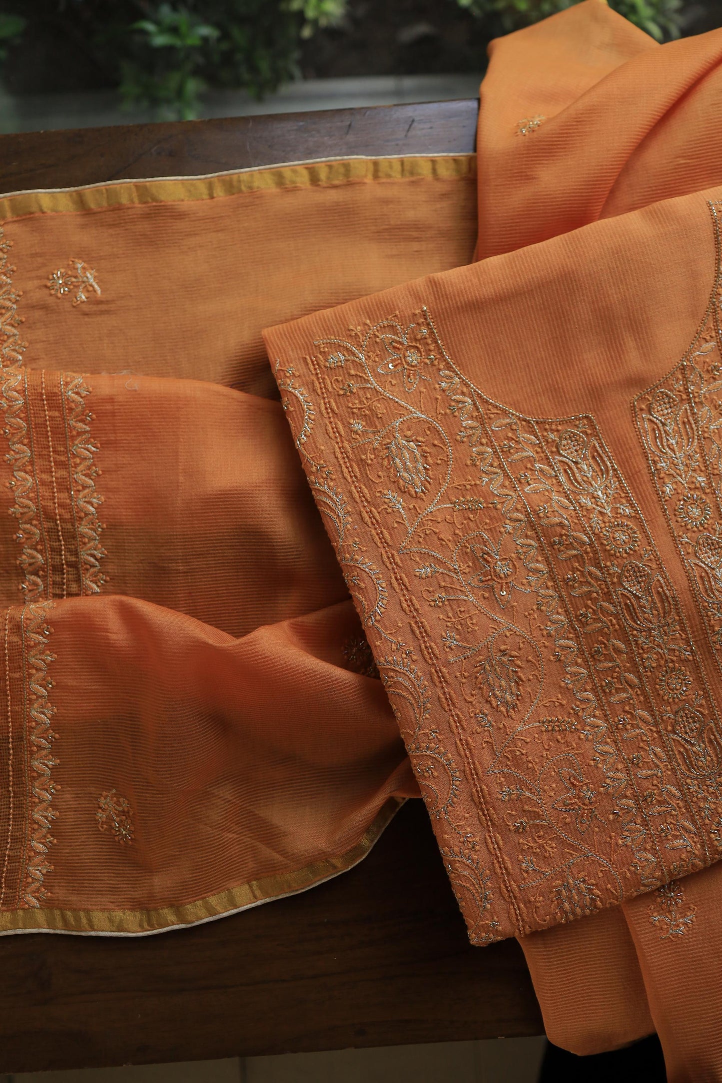 Orange Shade Rasm Maheshwari Highlights Fabric