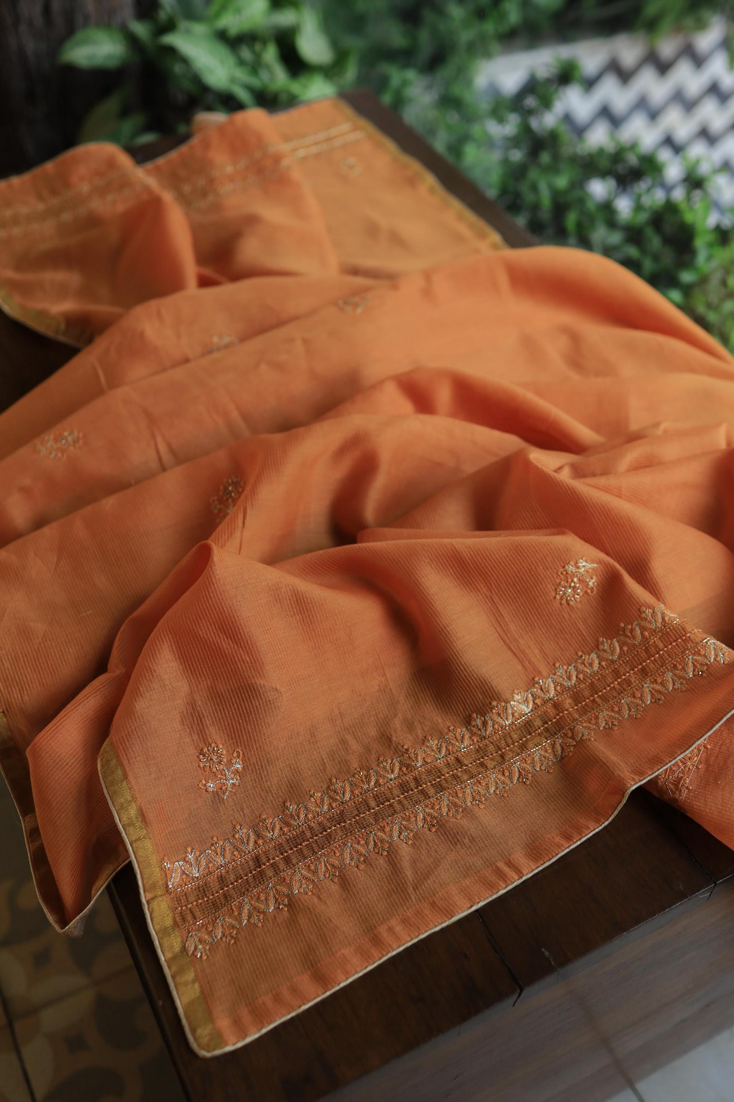 Orange Shade Rasm Maheshwari Highlights Fabric