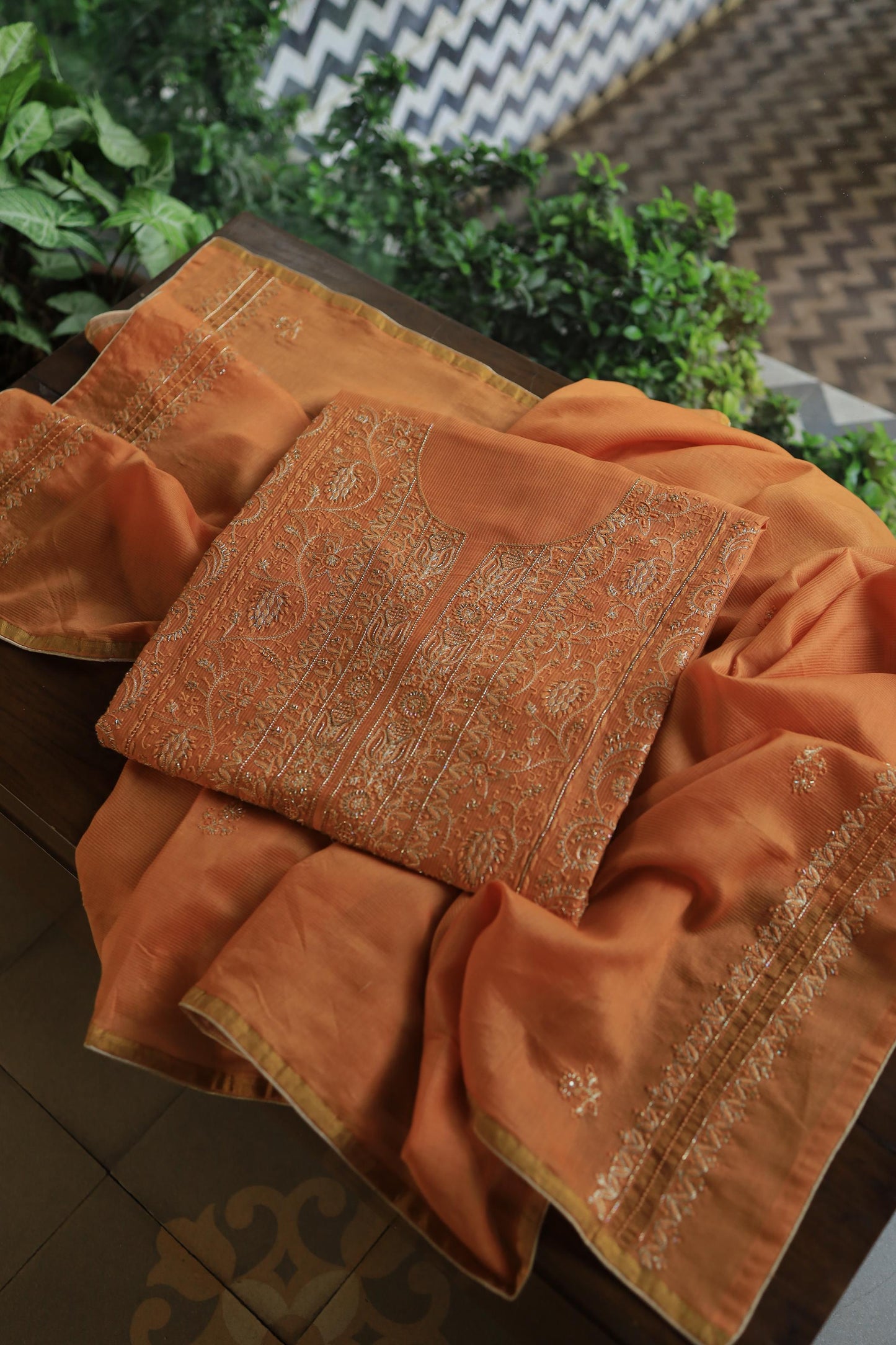 Orange Shade Rasm Maheshwari Highlights Fabric