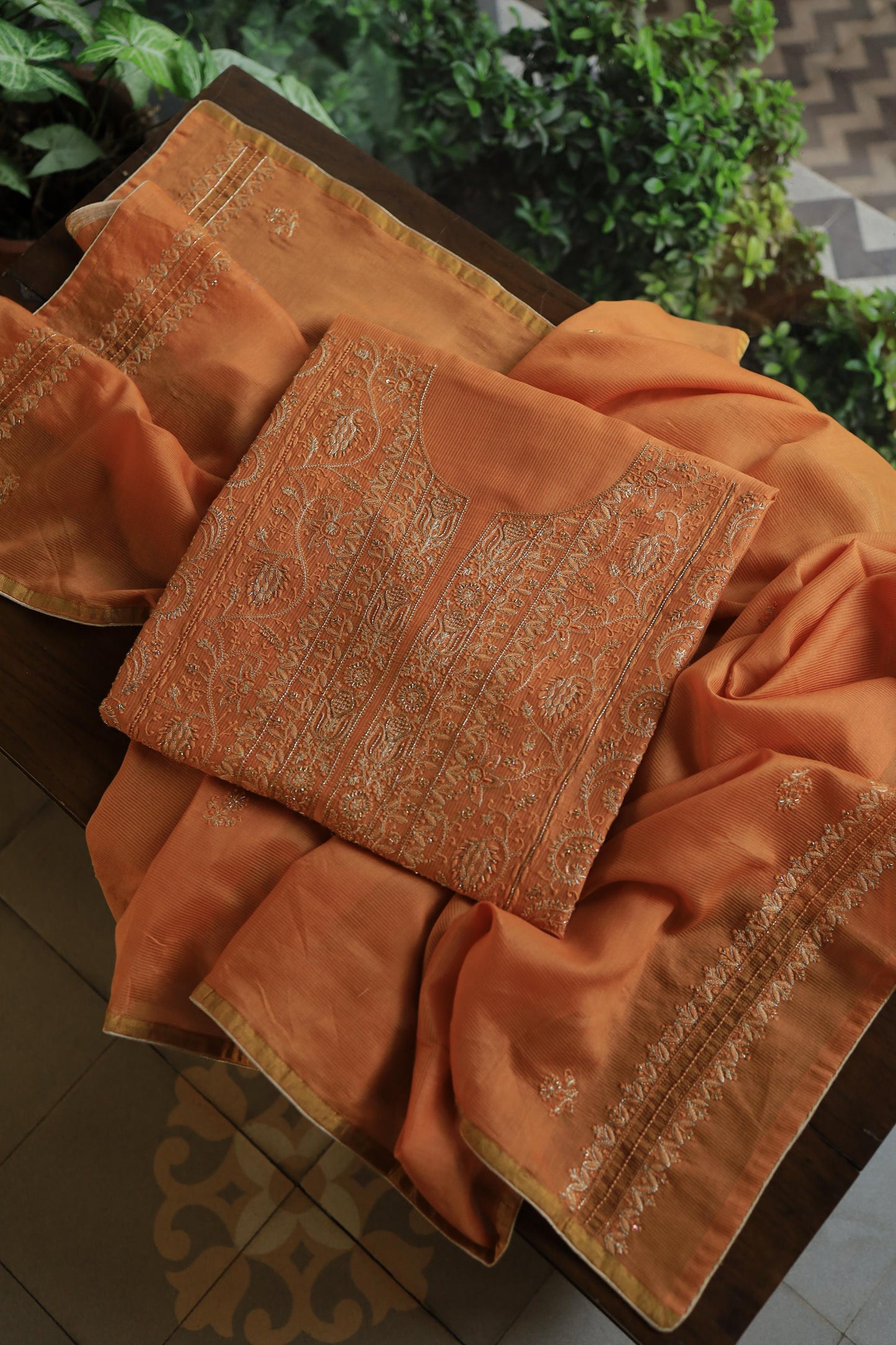 Orange Shade Rasm Maheshwari Highlights Fabric