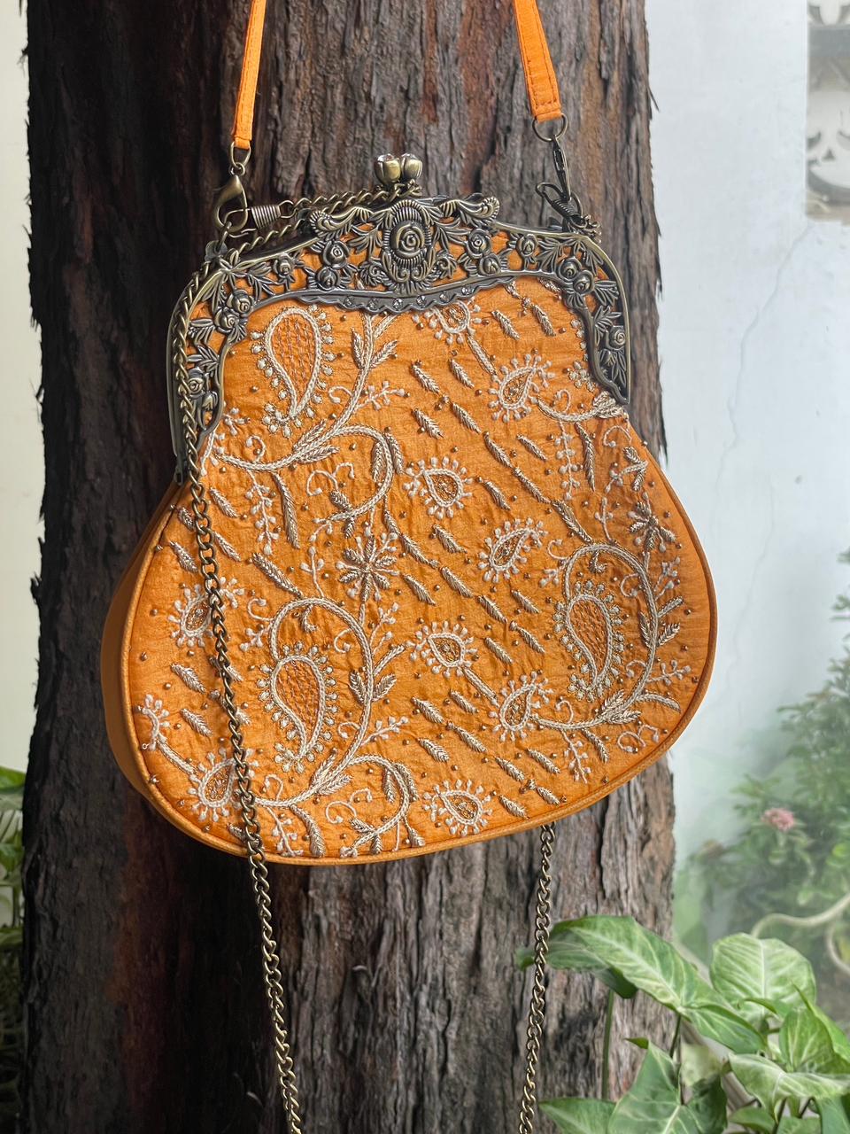Orange Shade | Vintage Ari Mukaish Sling Bags