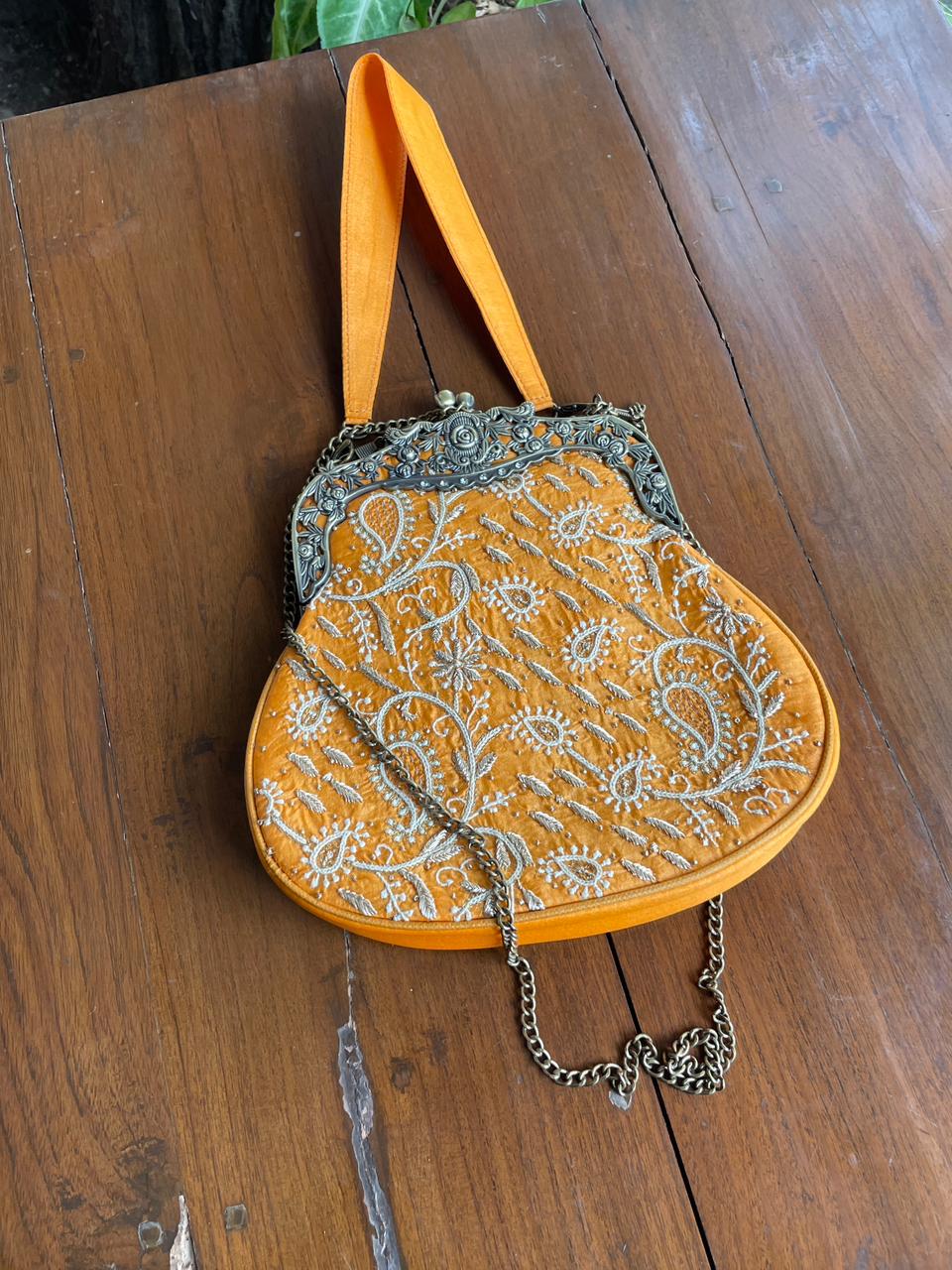 Orange Shade | Vintage Ari Mukaish Sling Bags