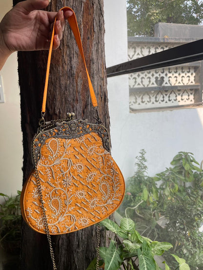 Orange Shade | Vintage Ari Mukaish Sling Bags