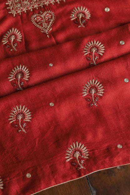Red Pashmina x Chikankari Fabrics