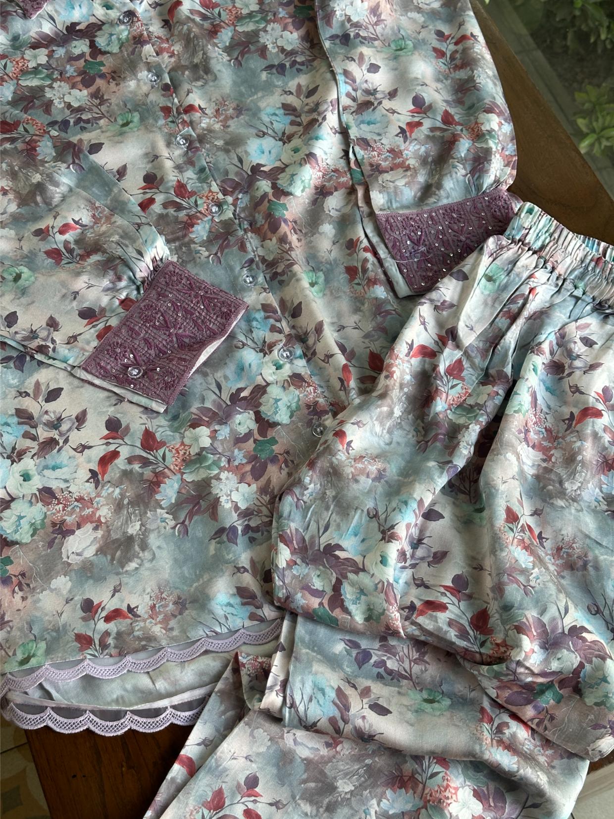 Pastel Bloom Modal Printed Co-Ord Set