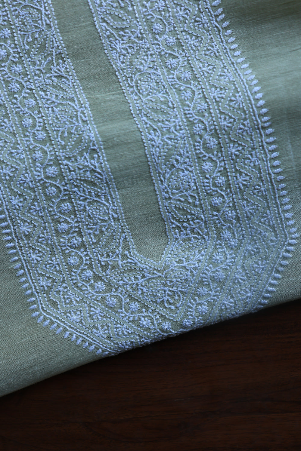 Pastel Green Linen Chikankari Unstitched Men's Kurtas Fabric