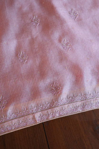 Pastel Mauve Rasm Kota Tussar Chikankari Unstitched Chikankari Fabrics