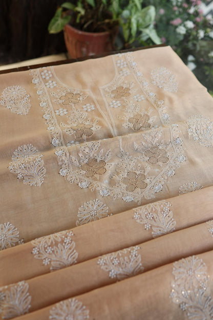 Peach Daraz Chikankari Kurta Fabrics