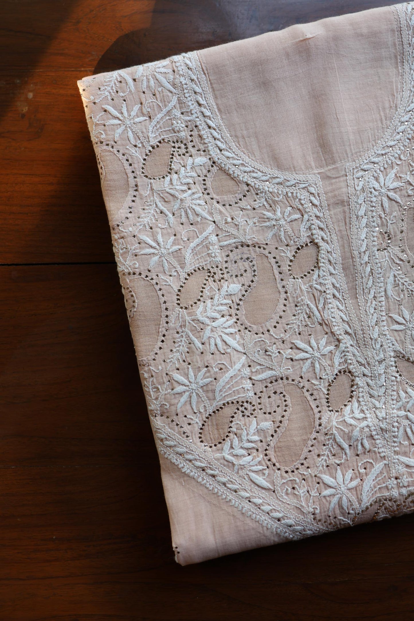 Pastel Peach Daraz Chikankari Kurta Fabrics