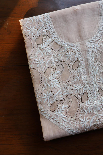 Pastel Peach Daraz Chikankari Kurta Fabrics
